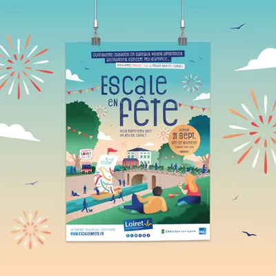 création graphique globale visuel festival événement identité visuelle saison 2024 escale en fête Orléans agence de communication