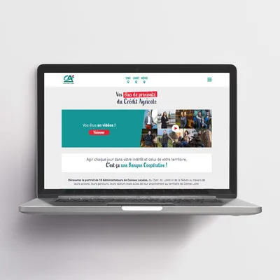 création conception maquette de site développement web crédit agricole portraits agence de communication